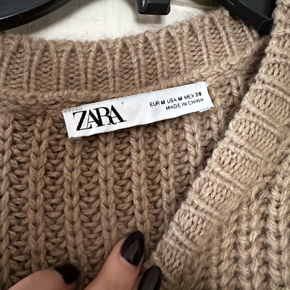 Zara Tan Knit Midi Dress